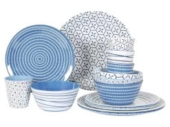 Bo-Camp Mix & Match Blauw 16-delig Serviesset