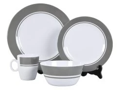 Bo-Camp Grijs 16-delig Serviesset -Wildernis Kampeer Winkel melamineservies16dlggrijs ecommerce b465